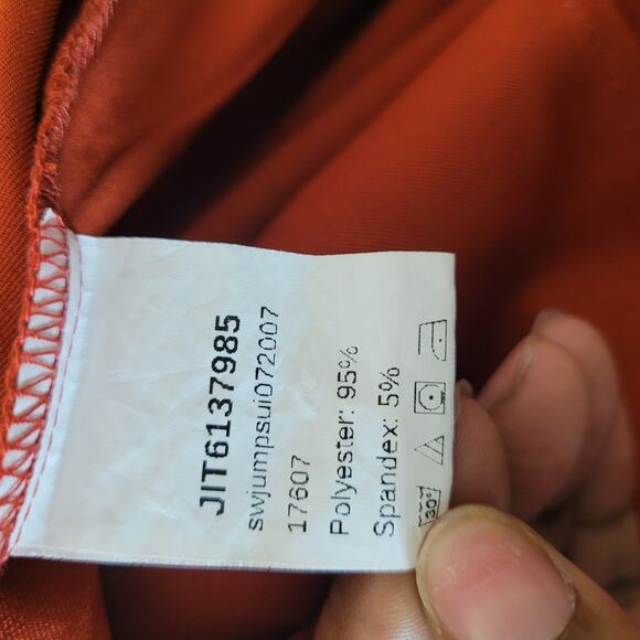 Shein Burnt Orange Women's Off the Shoulder Belted Jumpsuit Long Sleeve Size 16 - Picture 9 of 10